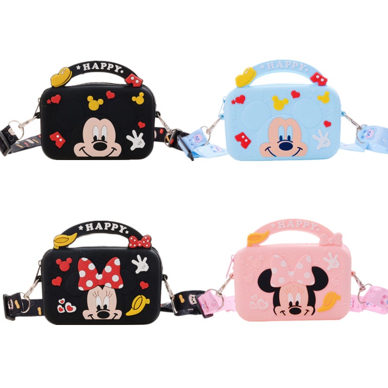 DISNEY Túi đeo chéo hình chuột Mickey Minnie dễ thương cho bé