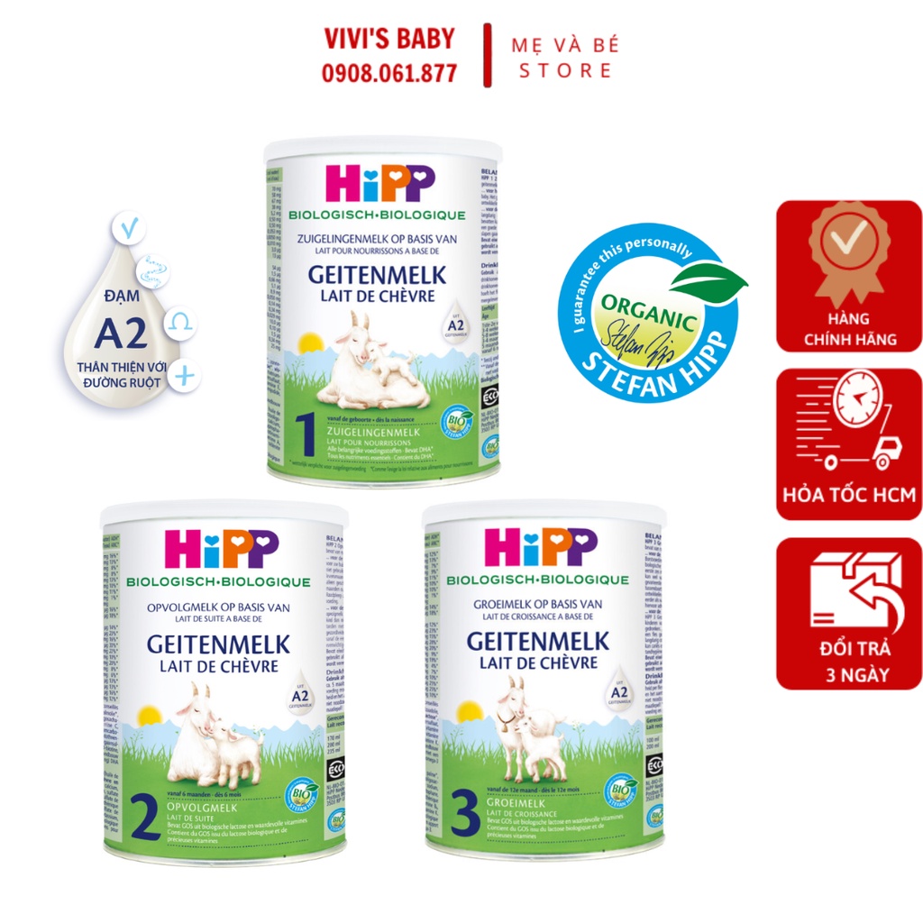Sữa dê HiPP Organic 400g Số 1,2,3 Giúp Bé Phát Triển Chiều Cao, Trí Não, Tăng Cường Hấp Thu - 1 Đổi 1 Nếu Lỗi NSX