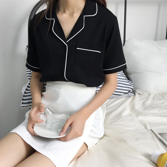 Áo sơ mi tay ngắn Emilyshop ulzzang