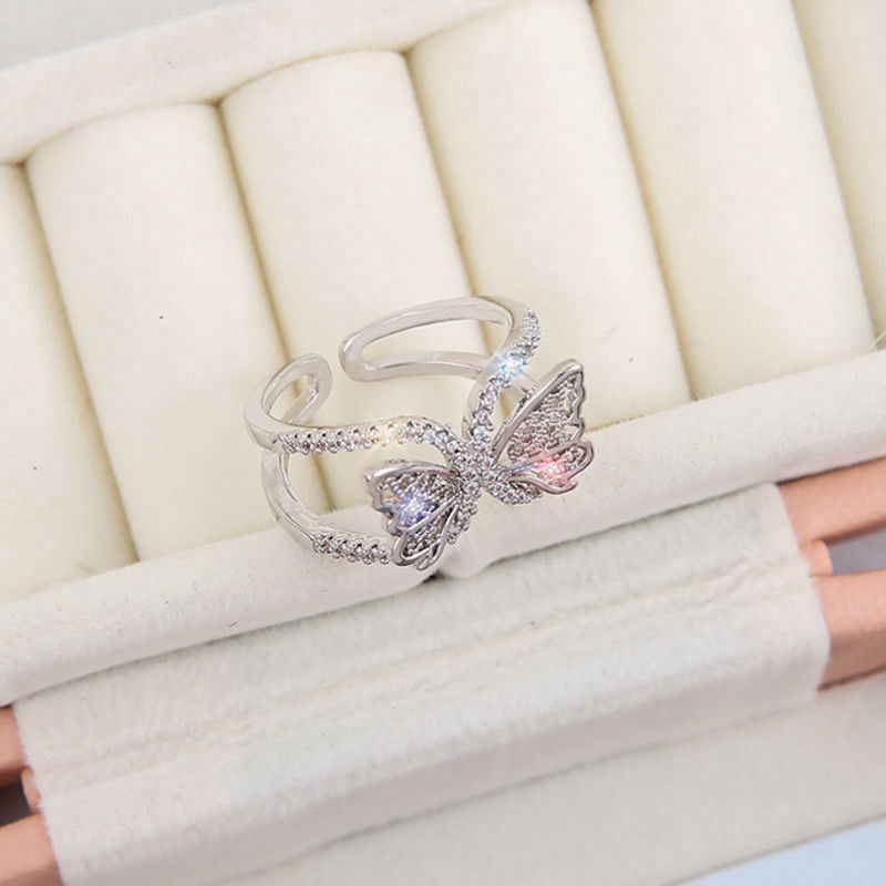 Nhẫn Đính Đá Zircon Kiểu Dáng Đơn Giản Hợp Thời Trang