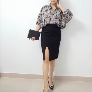 Chân váy bút chì xẻ trước bigsize