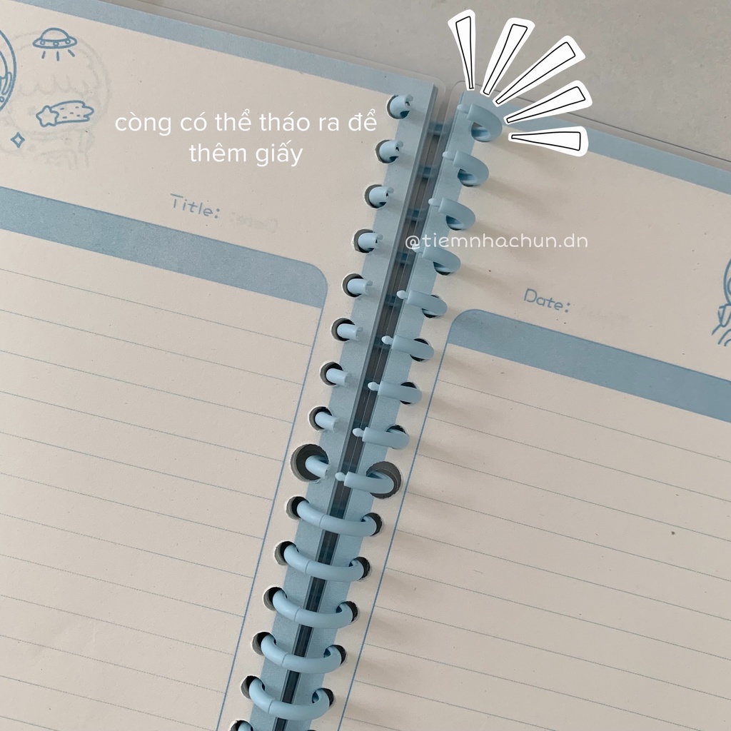 SỔ CÒNG BINDER CÒNG NHỰA DẺO B5 HÌNH GẤU BLUE 60 TRANG (ảnh thật) - binder đã kèm giấy - Tiệm nhà Chun