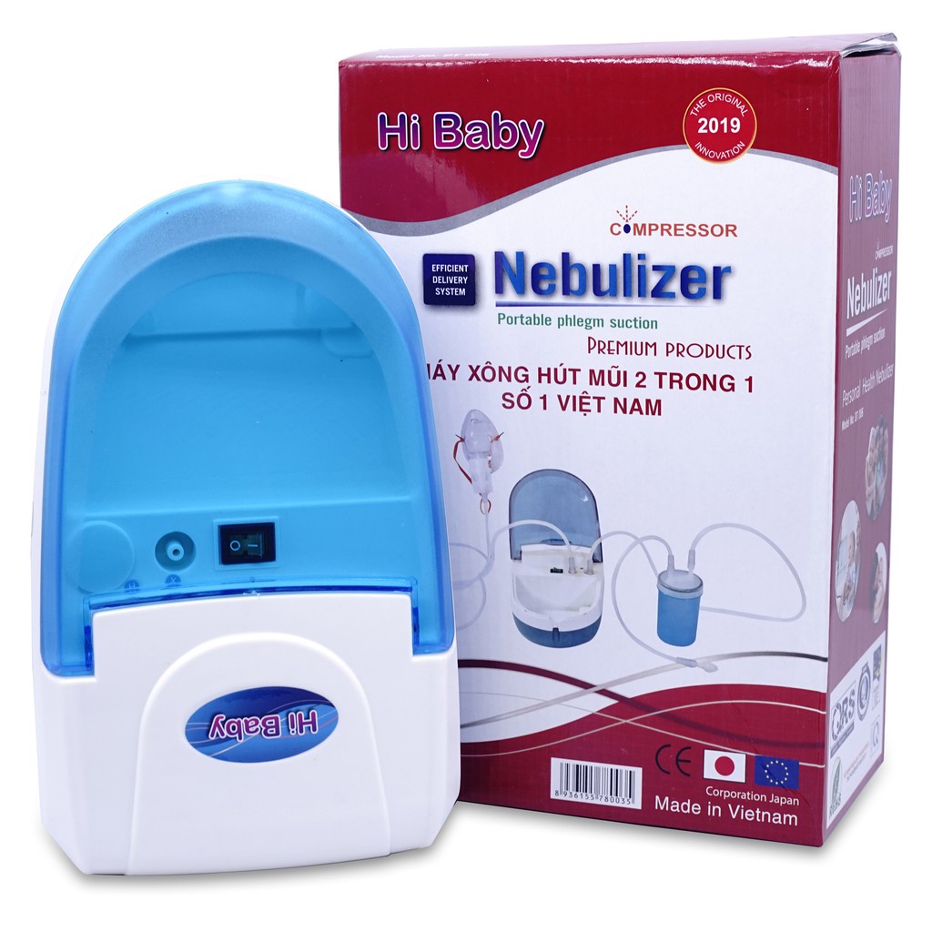 Máy xông hút mũi họng 2 trong 1 Hibaby DT006. Xông khí dung, hút sạch đờm nhớt mũi cho bé