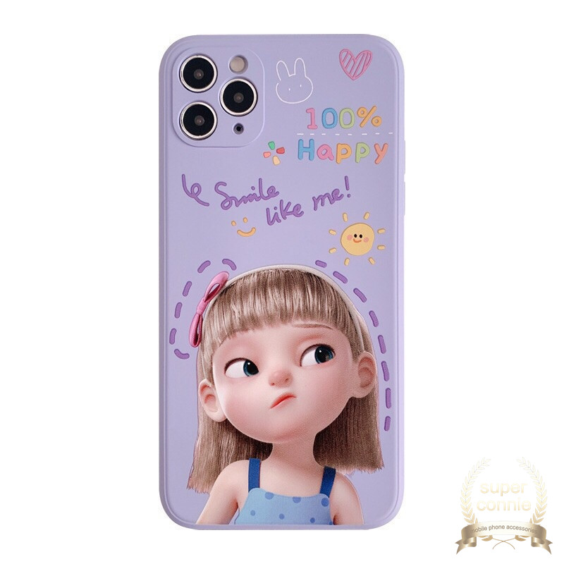 Ốp Lưng Silicone Mềm In Hình Cô Gái Hoạt Hình Dễ Thương Cho Iphone 11 12 pro max Iphone 6 6s 7 8 Plus Iphone 12 mini X Xr Xs Max 11pro Max Se