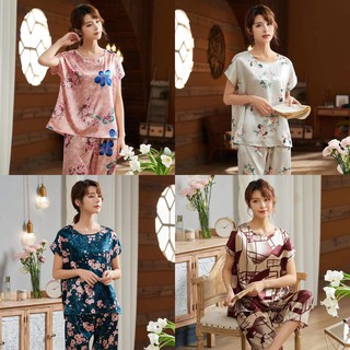 Đồ Bộ Lụa Satin Họa Tiết Cao Cấp đủ size - Dạo phố Mặc nhà