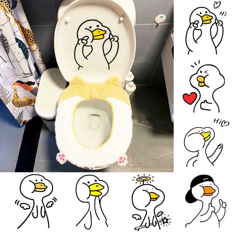 Hình dán con vịt trang trí nhà vệ sinh dễ thương không thấm nước tự dính tự làm