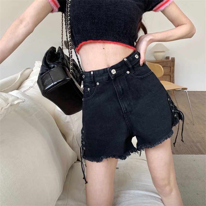 Quần short denim JSC lưng cao ống rộng thời trang mùa hè cho nữ