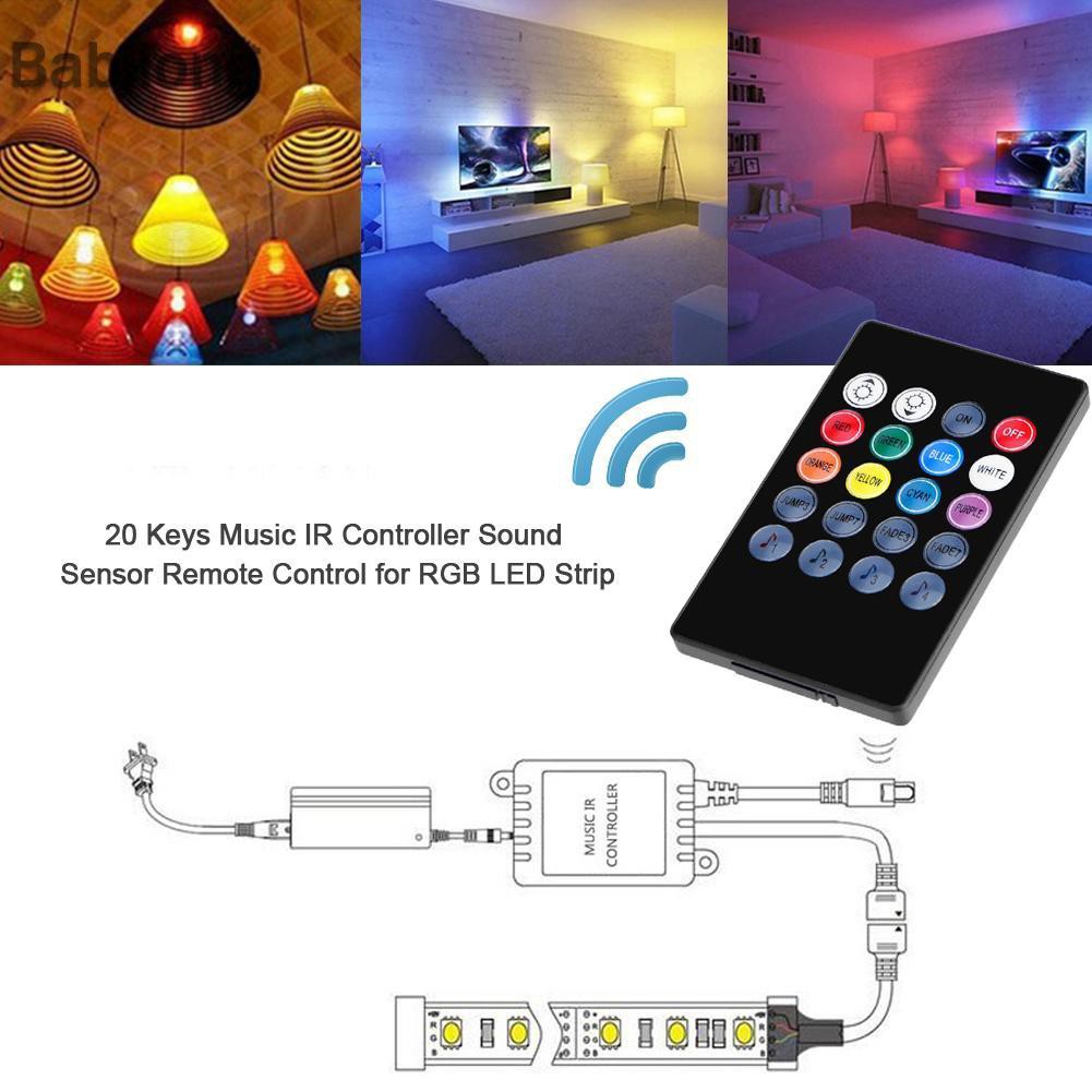 Bộ Điều Khiển Cảm Biến Âm Thanh Hồng Ngoại 20 Phím Cho Dây Đèn Led Rgb