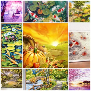 Tranh tô màu theo số CÓ KHUNG 40x50 cm hình phong cảnh tươi mát