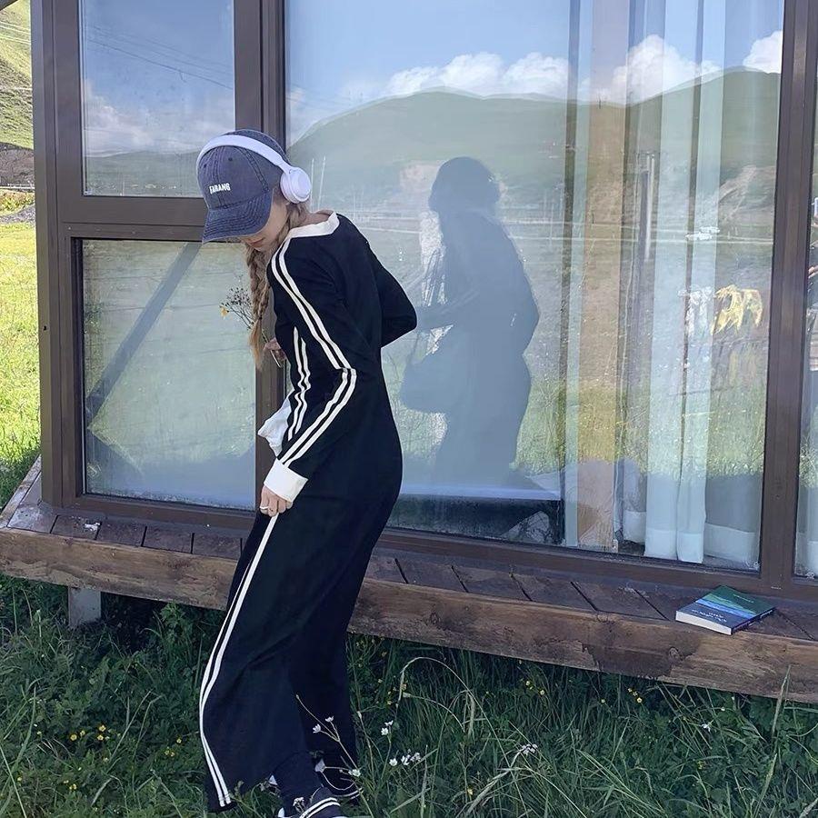 Đầm Đen Tay Dài Cổ Chữ v Thời Trang Mùa Thu 2022 Cho Nữ