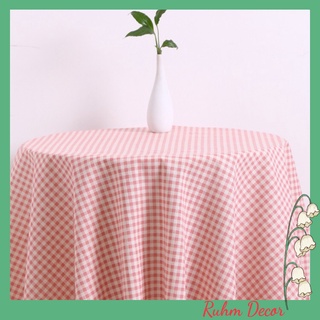 Khăn trải bàn nhà hàng, quán cafe  vải bố linen đậm chất vintage - họa tiết Caro Hồng - KB-B06