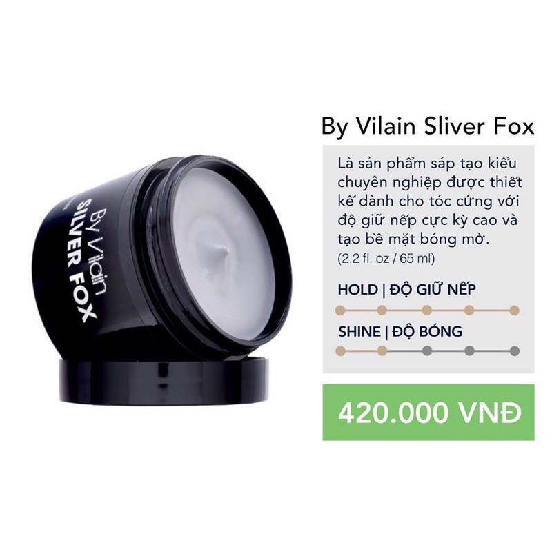 Sáp By Vilain Silver Fox 65ml, sáp vuốt tóc By Vilain Silver Fox nhập khẩu 100% Đan Mạch