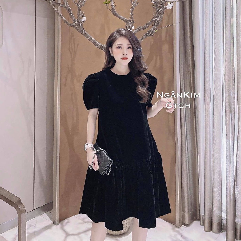 [HOT] Váy bầu nhung tay bồng sang chảnh HD2609 Honey Mommy
