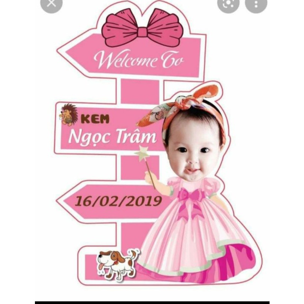 Cây welcome trang trí sinh nhật có hình bé