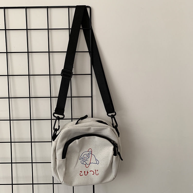 Túi Vải Canvas Đeo Vai In Hình Hoạt Hình Dễ Thương