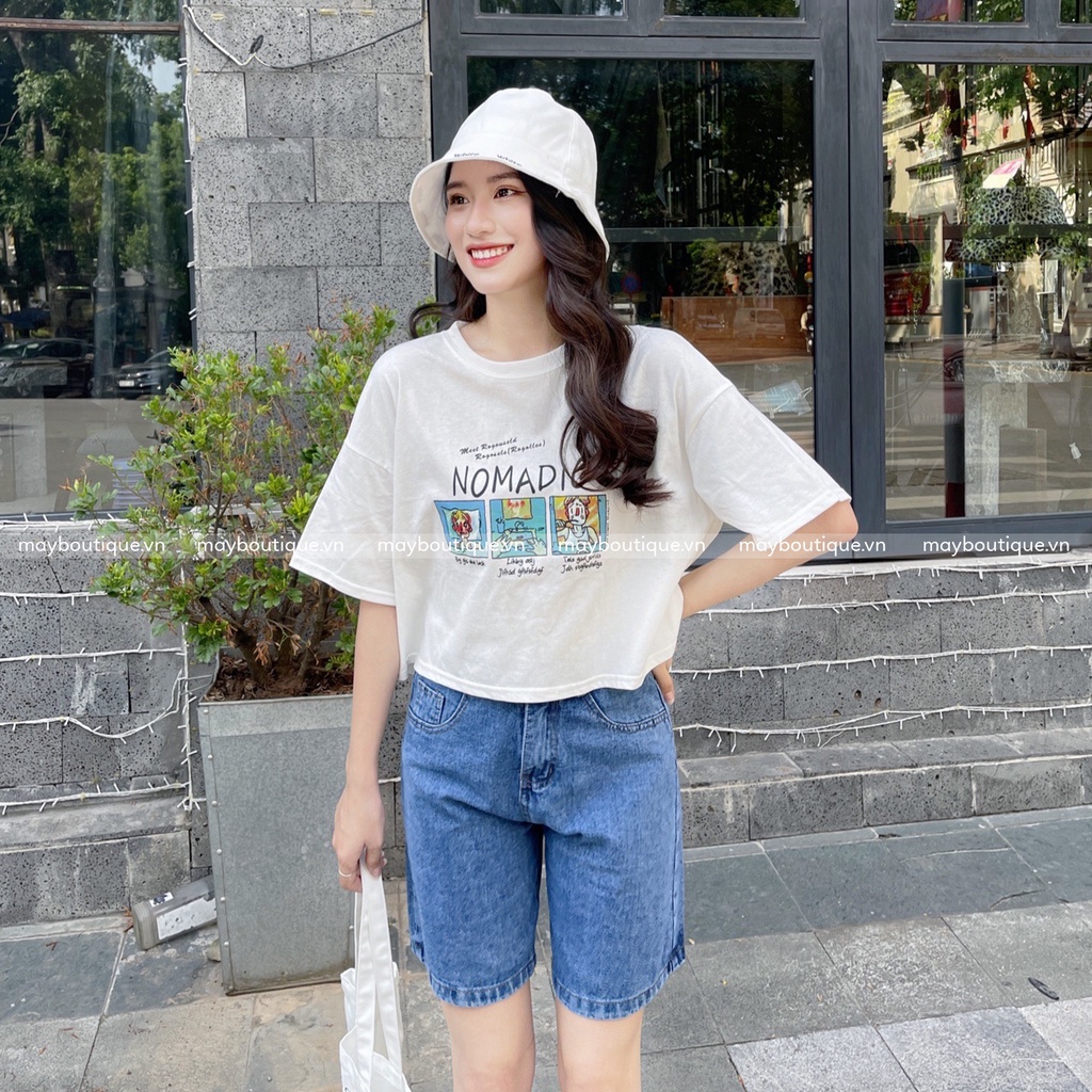[HÀNG CÓ SẴN] Áo croptop nữ tay ngắn form rộng in chữ Nomadic Ulzzang ACZ21H_106.036 (ẢNH THẬT) | BigBuy360 - bigbuy360.vn