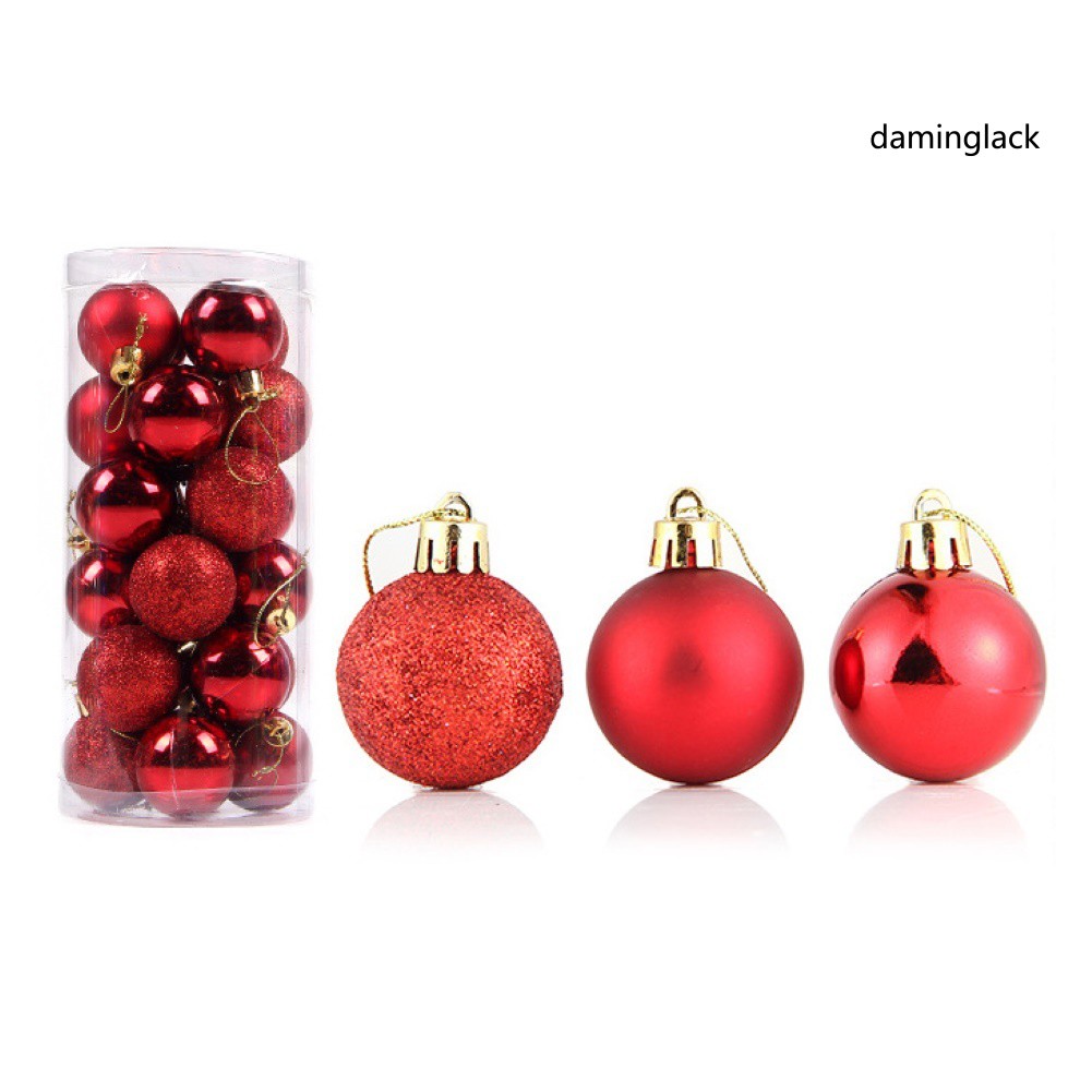 Set 24 Quả Châu 4 / 6 / 8cm Dùng Trang Trí Cây Thông Noel