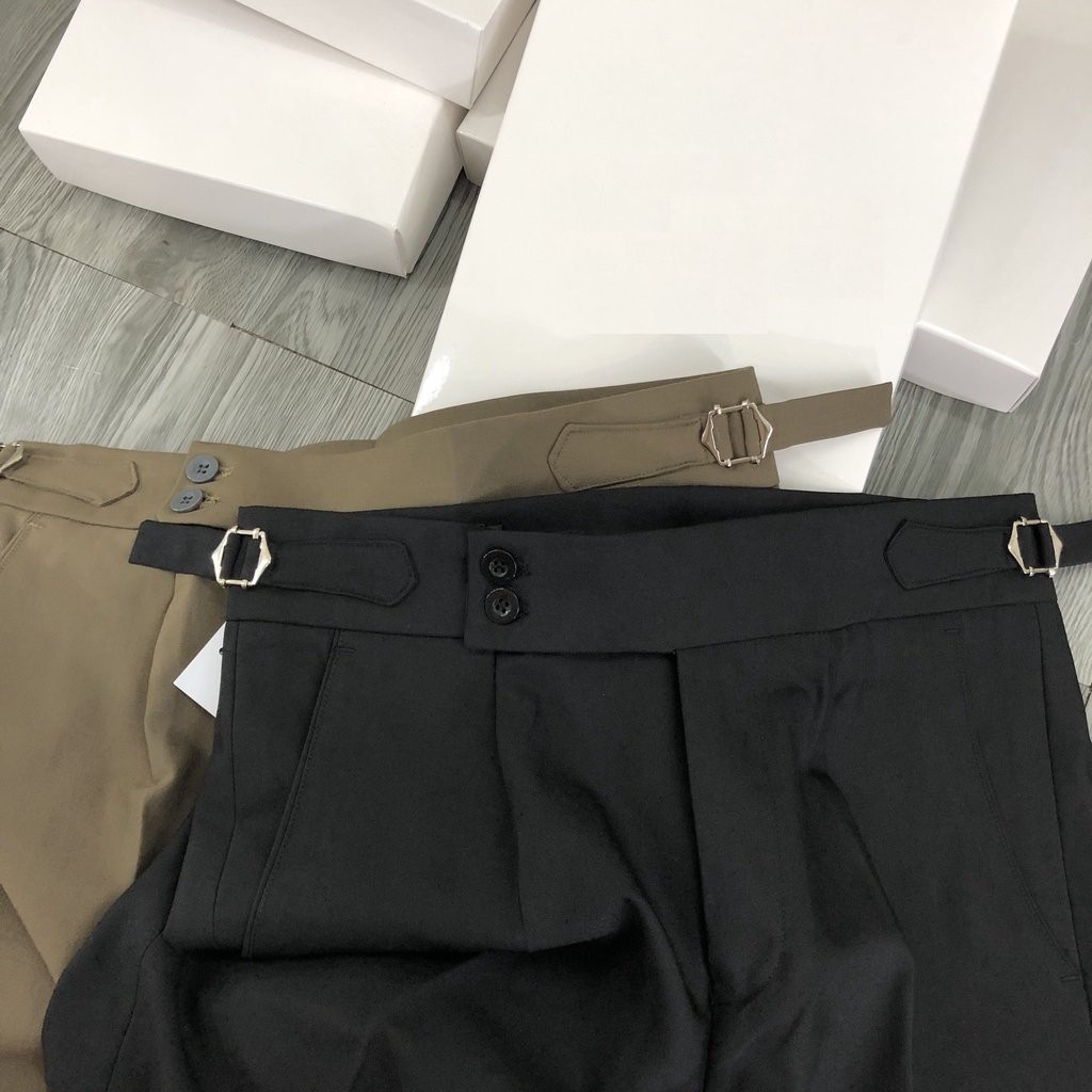 Quần tây nam SIDETAB cạp cao dáng baggy ống rộng vải cotton Hàn xu hướng thời trang 2021