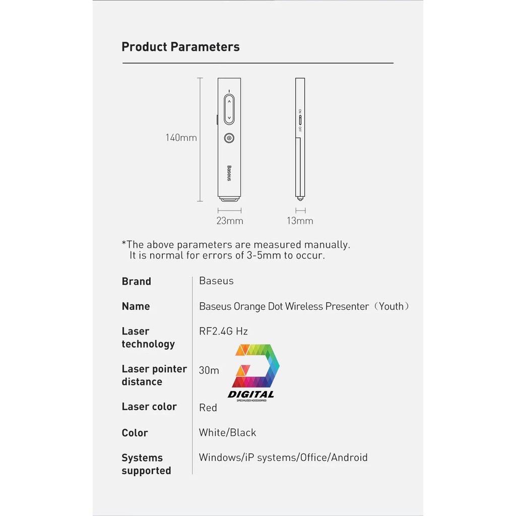 Bút Trình Chiếu, Thuyết Trình Laser Baseus Orange Dot PPT Chính Hãng