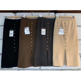Chân váy len dáng dài cúc trước hàng quảng châu