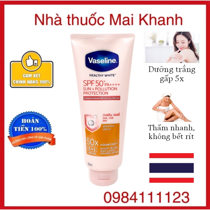 Sữa Dưỡng Thể Trắng Da Vaseline 50x SPF 50+ Thái Lan