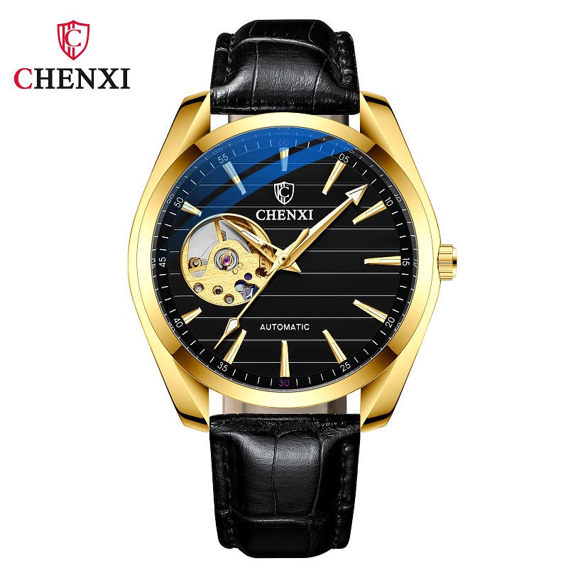 Đồng Hồ Cơ Tự Động Dạ Quang Chống Nước Với Dây Đeo Da Chenxi Phong Cách Mới Cho Nam