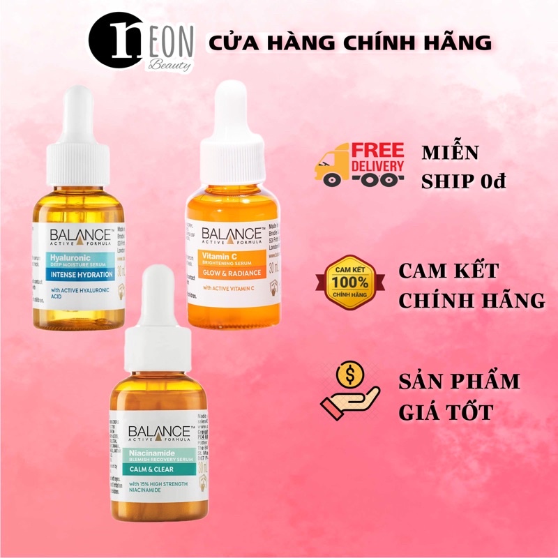 Tinh chất dưỡng trắng da, mờ thâm, dưỡng ẩm Balance Active Formula Serum 30ml (Vitamin C, Niacinamide, Hyaluronic)