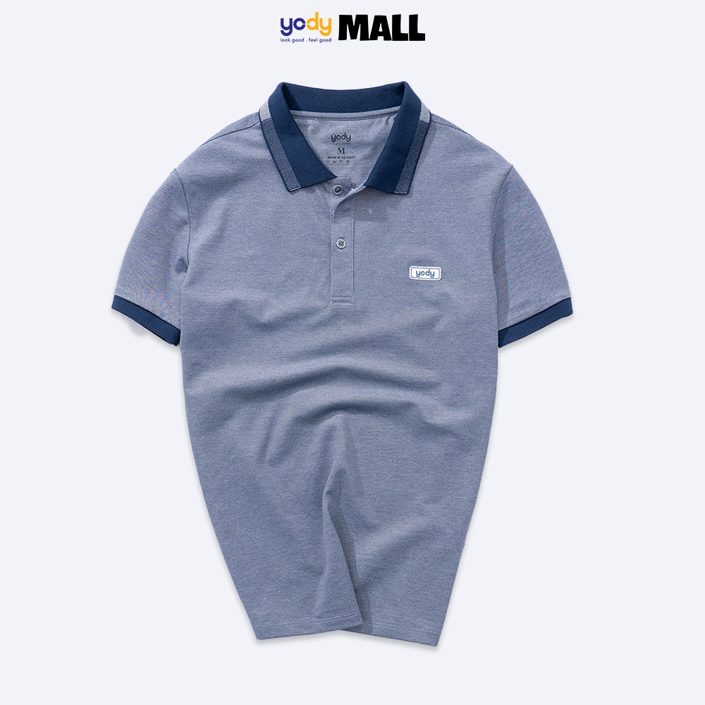 Áo Polo nam mắt chim phối bo trơn có cổ YODY chất vải cotton thấm hút tốt APM3299