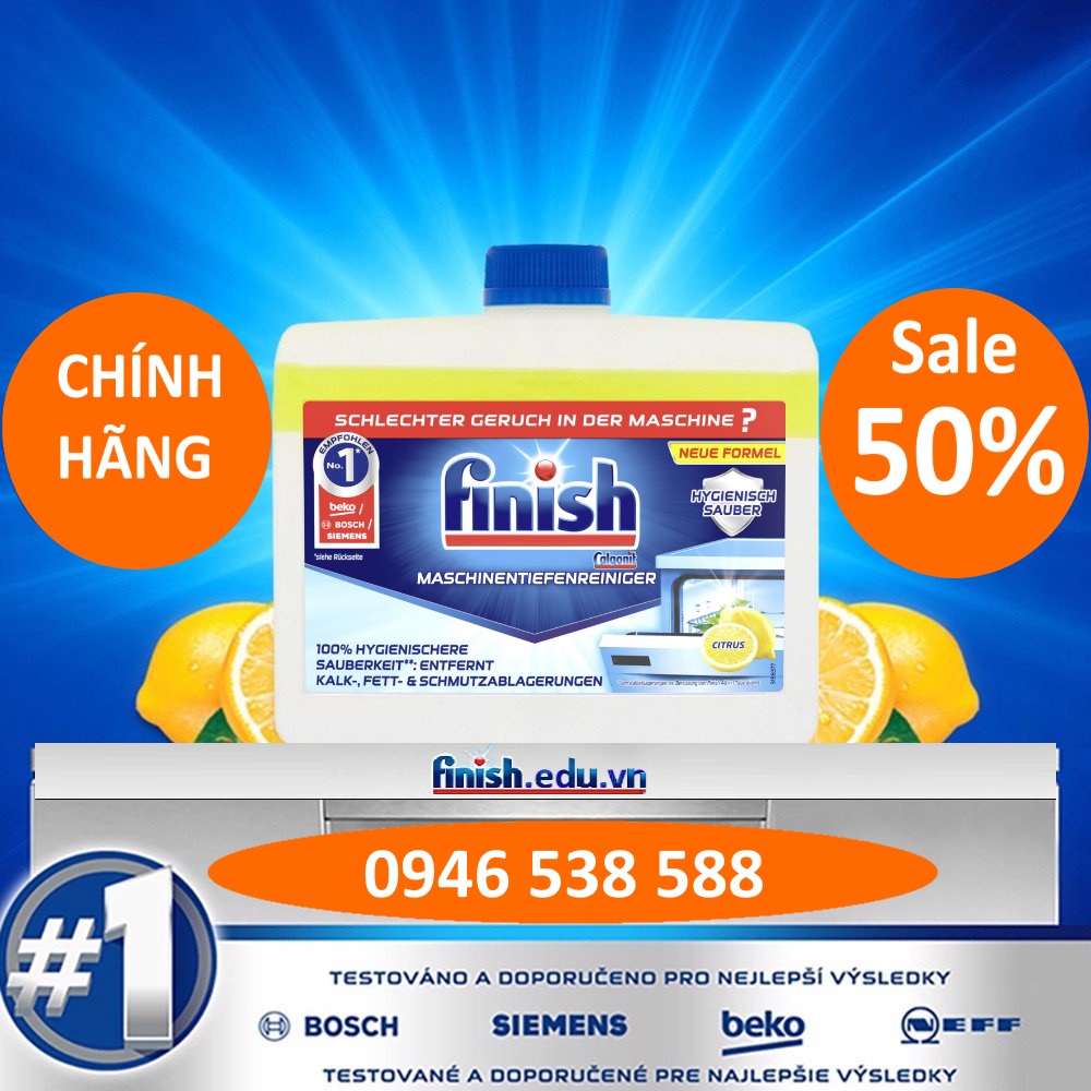 Nước vệ sinh máy rửa bát Finish 250ml [ RẺ VÔ ĐỊCH ], Dung dịch tẩy rửa vệ sinh cặn canxi dầu mỡ Finish cho máy