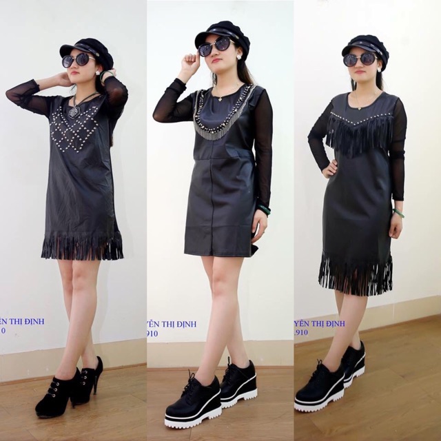 Sale váy da phối ren