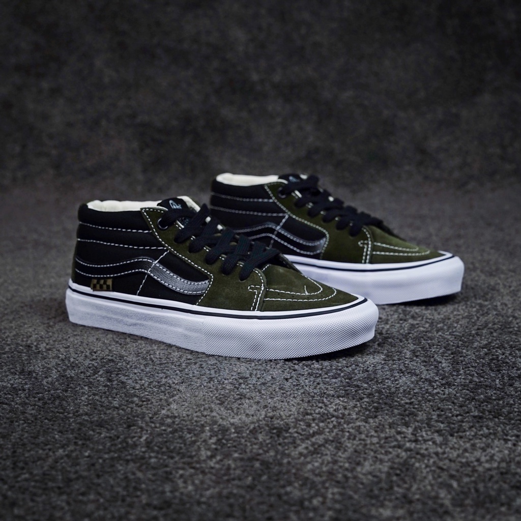 Giày Trượt Ván Chuyên Nghiệp VANS SKATE GROSSO MID PRO Midnight Màu Xanh Lá Phong Cách Retro Đường Phố 1692