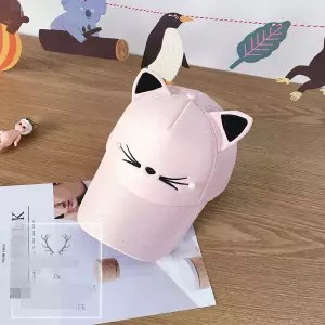 Mũ lưỡi trai thiết kế tai mèo đính hạt ngọc trai nhân tạo xinh xắn thời trang