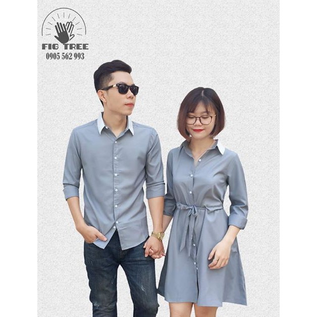 MẪU ÁO ĐÔI CỰC HOT XÁM XANH PHỐI CỔ TRẮNG