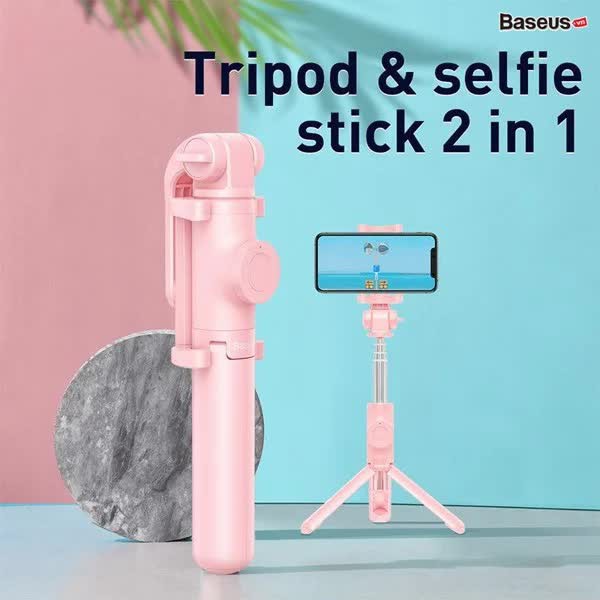 CHÍNH HÃNG Gậy chụp ảnh tự sướng Bluetooth không dây Tripod Baseus Lovely SUDYZP gậy selfie cao cấp có điều kiển từ xa