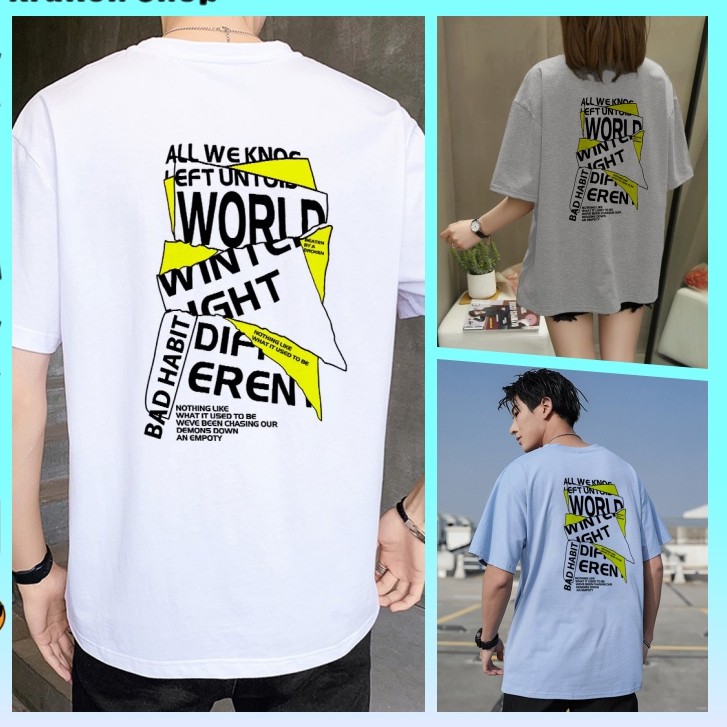 Áo Thun Tay Lỡ In Nhiệt World Different Unisex chất Cotton phong cách Ulzzang ATIN67 - Áo Phông Unisex Cotton cao cấp