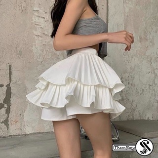 Chân váy 2 tầng dập ly không túi - S0U