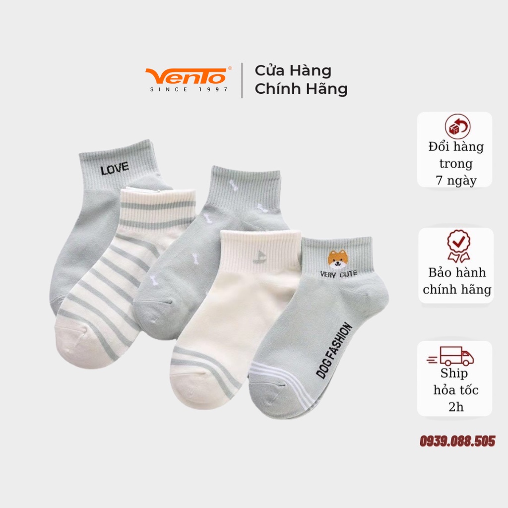 Tất Vớ Nữ Cổ Ngắn Vento họa tiết cute dễ thương phong cách Hàn Quốc