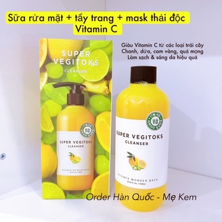 Sữa rửa mặt rau củ quả Super Vegitoks Cleanser màu vàng 300ml