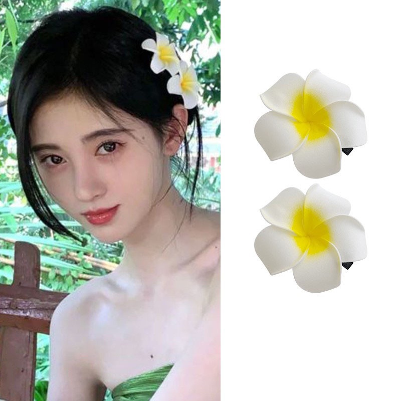 Kẹp Tóc Hoa Frangipani Thiết Kế Đơn Giản Ngọt Ngào Phong Cách Nhật Hàn