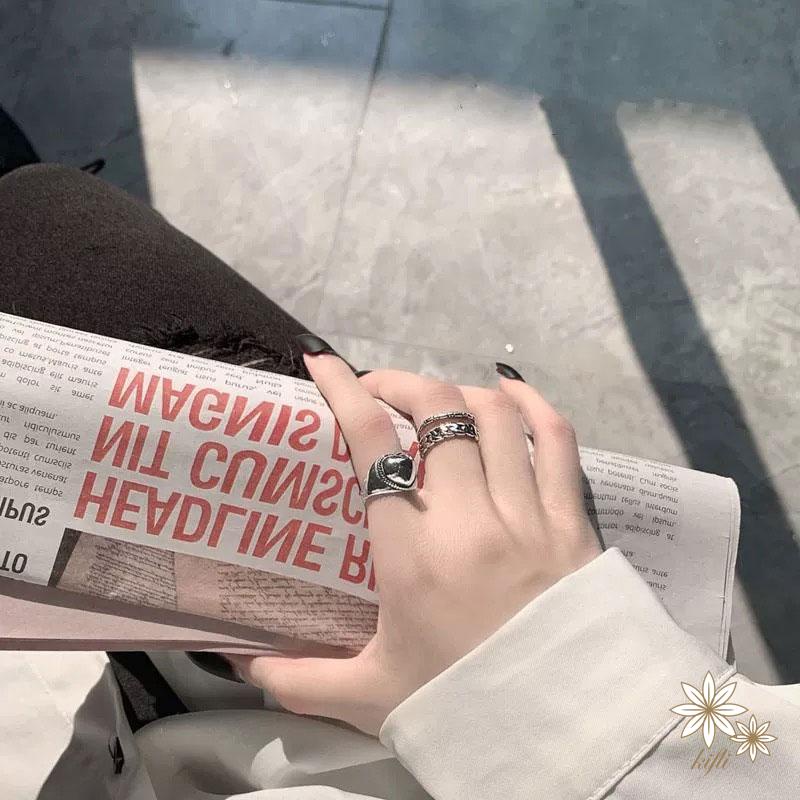 Nhẫn Hình Trái Tim Phối Dây Xích Thời Trang Dành Cho Nữ