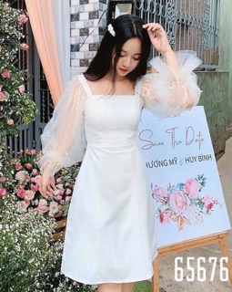 [Kèm ảnh thật]🍒Đầm xoè tay lưới đính ngọc MLXL2XL