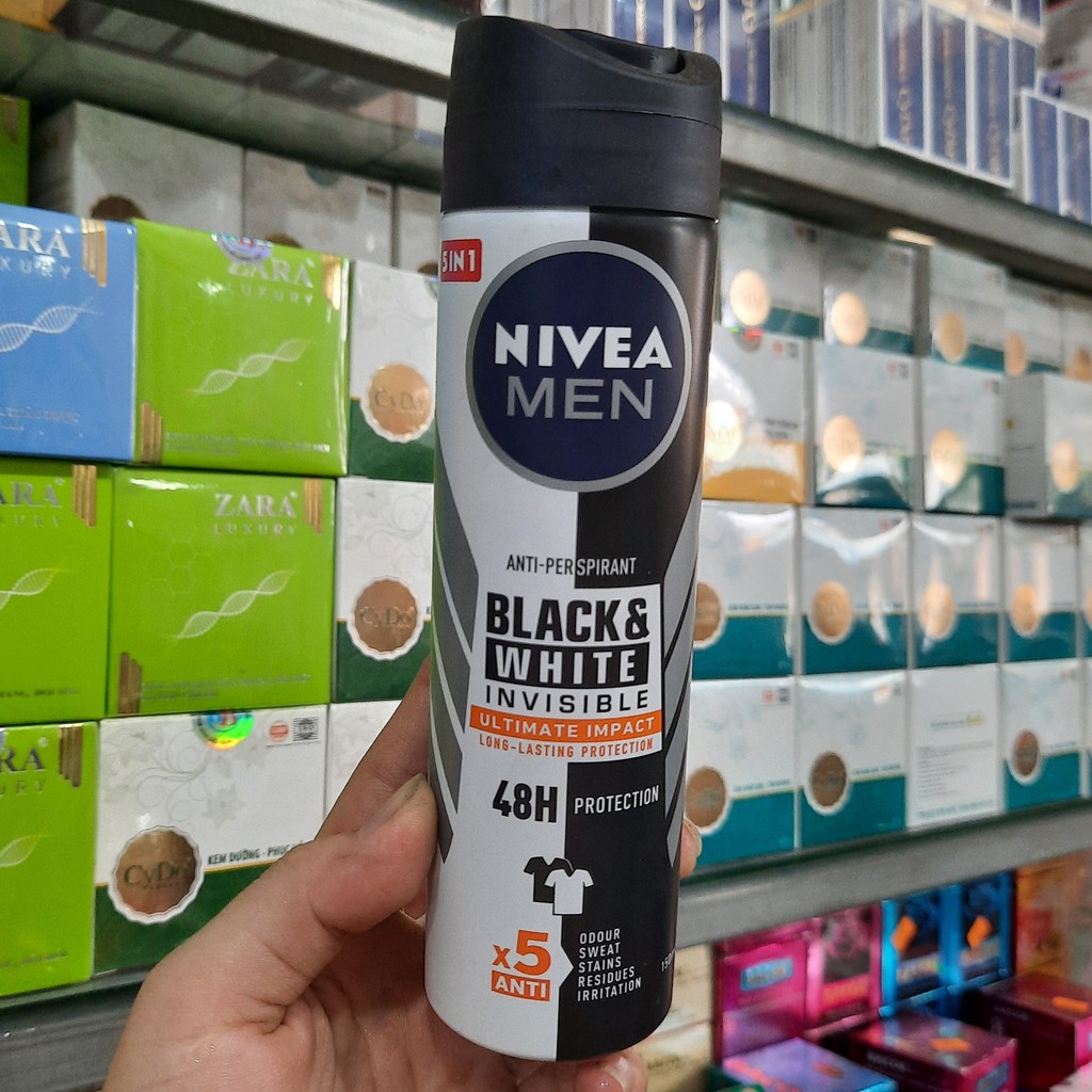 Xịt khử mùi Nivea Men invisible For Black &amp; White 150ml