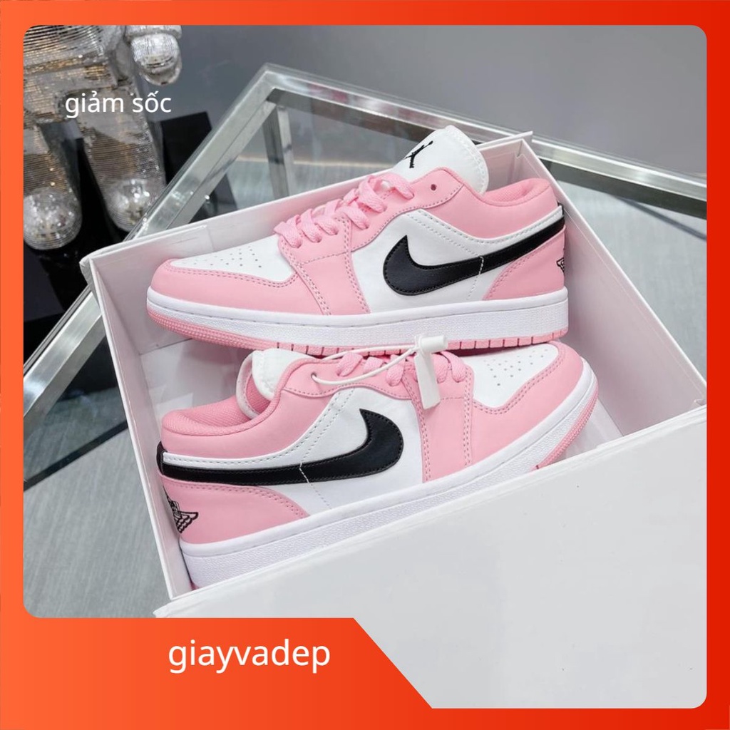 giayvadepGiày jordan hồng cổ thấp , Giày sneaker nữ air jordan 1 low hồng trắng mới nhất 2022 full box bill