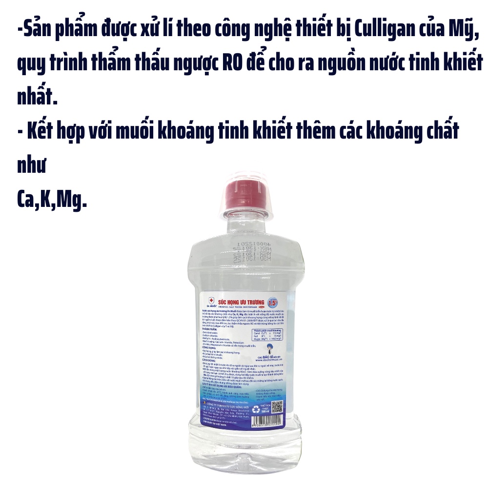 Nước Súc Họng Dr.Muối Ưu Trương 1.5% -Sử Dụng Sau Khi Tiếp Xúc- Chai 500ml