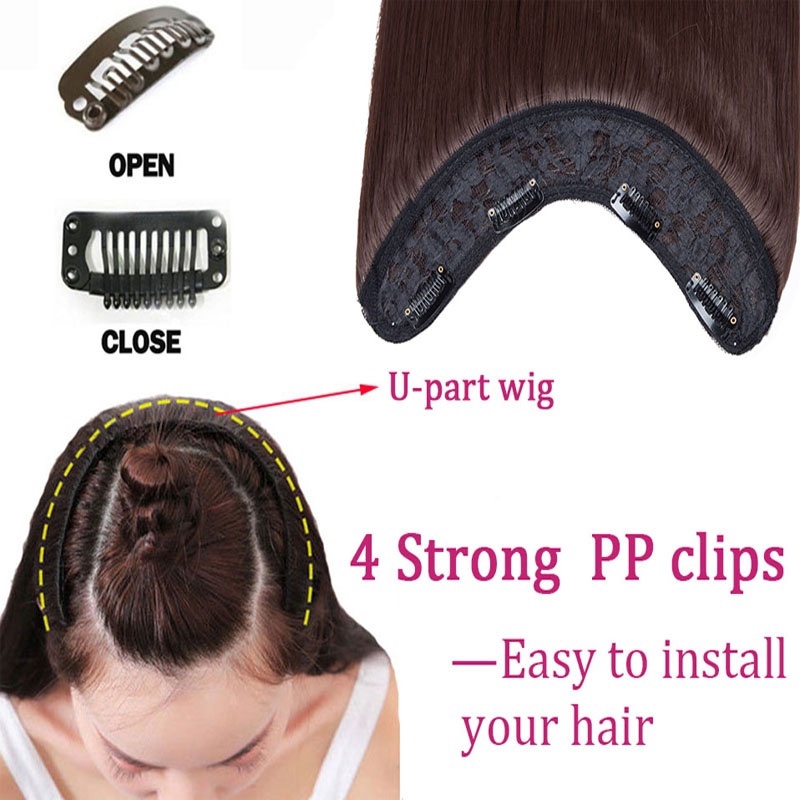 Tóc Giả 4 Kẹp Nối Dài Thẳng Bằng Sợi Tổng Hợp Vô Hình Thoáng Khí Thời Trang