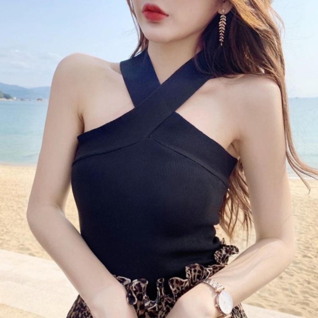 Áo croptop kiểu hàn quốc chéo dây , croptop nữ sexy
