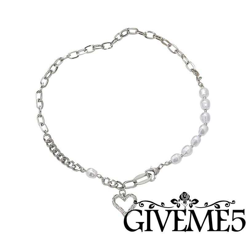 Dây chuyền mặt hợp kim mặt trái tim đính ngọc trai nhân tạo thời trang sành điệu cho nữ