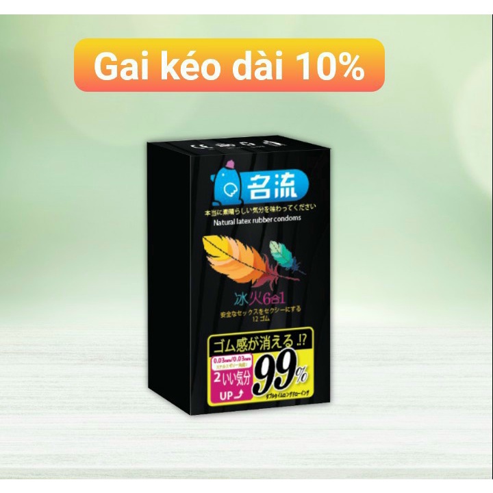 Bao cao su kéo dài thời gian hai loại trơn và có gai siêu mỏng hộp 12 chiếc hàng Nhật chính hãng