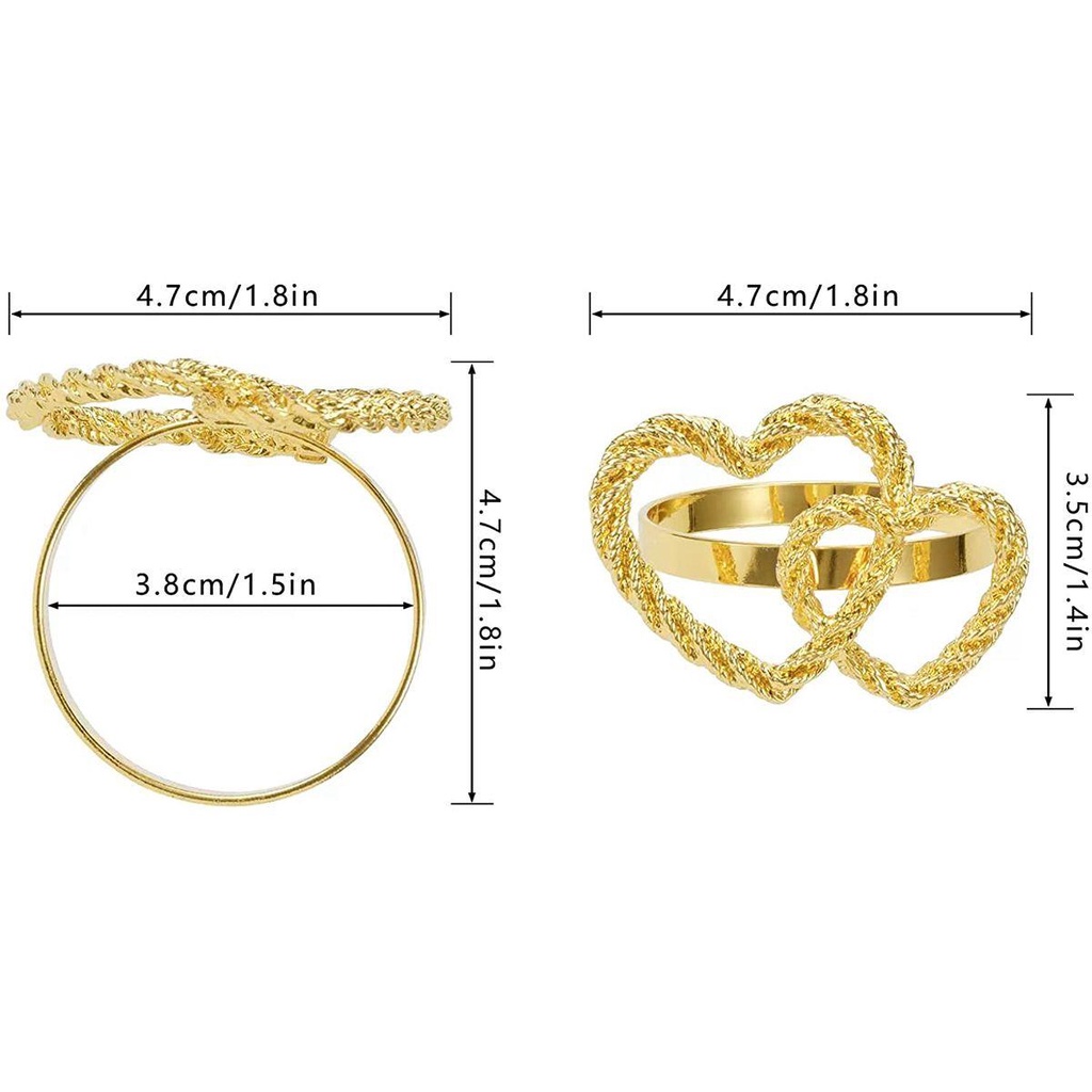 Nhẫn Giữ Khăn Ăn Hình Trái Tim Đôi Cho Ngày Valentine|Khóa Gài Hình Chữ Nhật Tiện Dụng