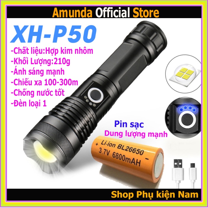 Đèn pin siêu sáng xhp50 ánh sáng mạnh-Đèn pin mini tiện ích